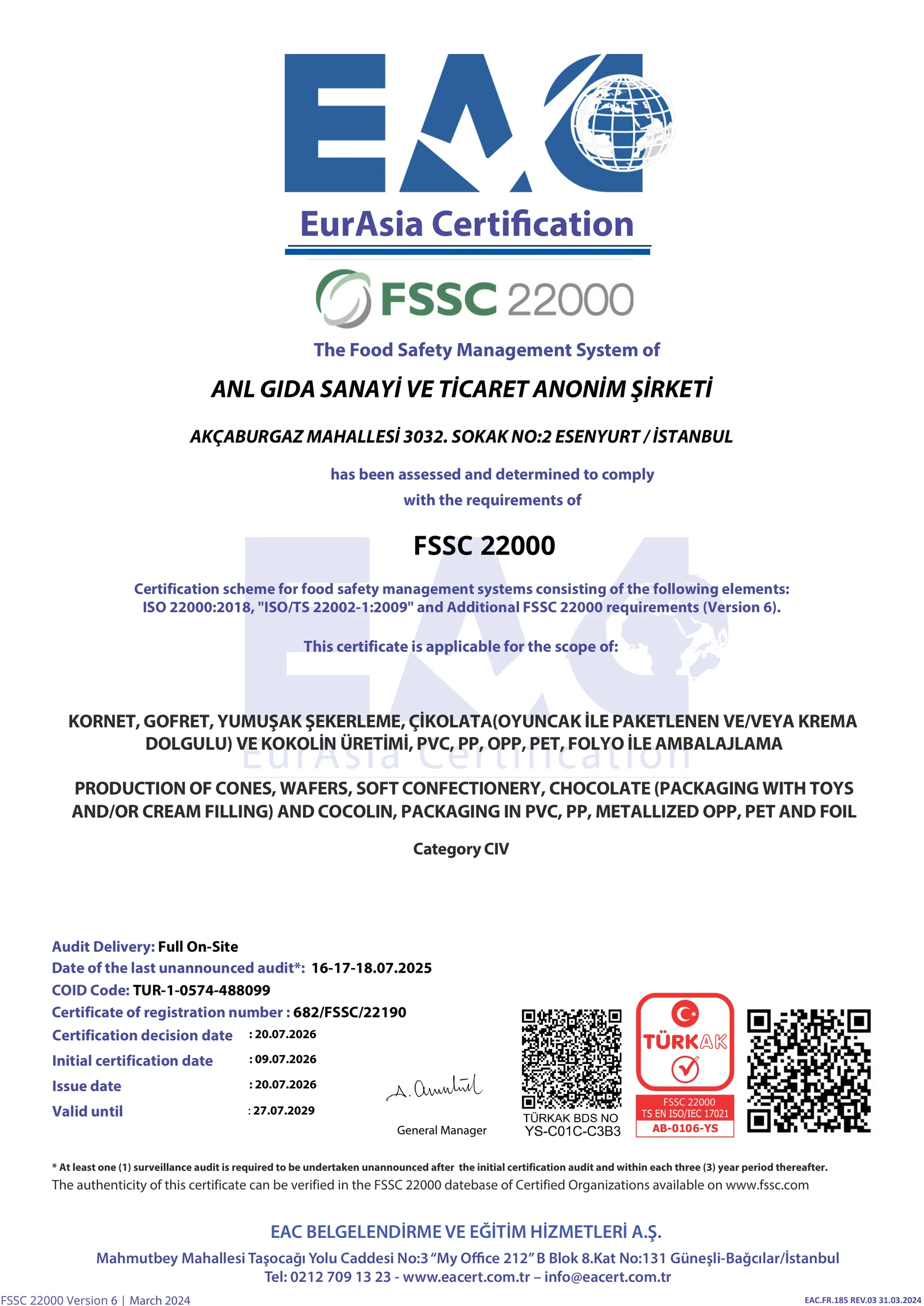FSSC 22000 Food Safety Certificate