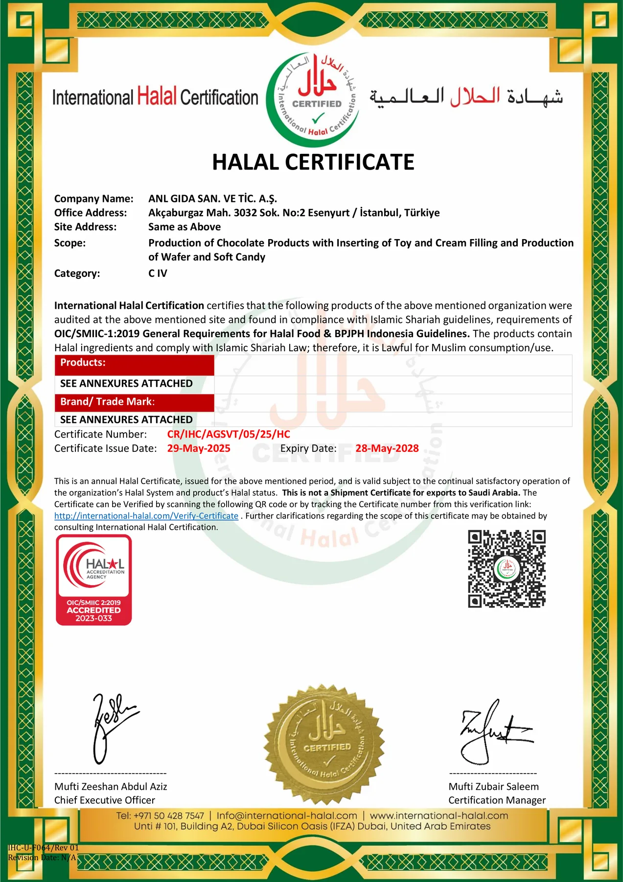 IHC Halal Certificate