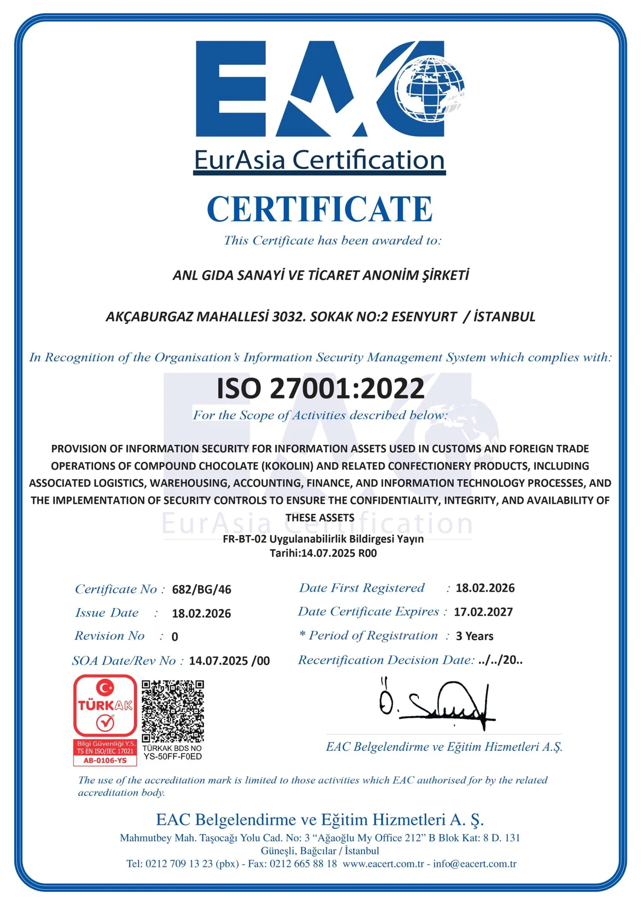 ISO 27001 Information Security Certificate - English